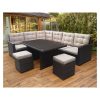 BOSCO brown technorattan sofa set with high poufs