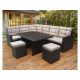 BOSCO brown technorattan sofa set with high poufs