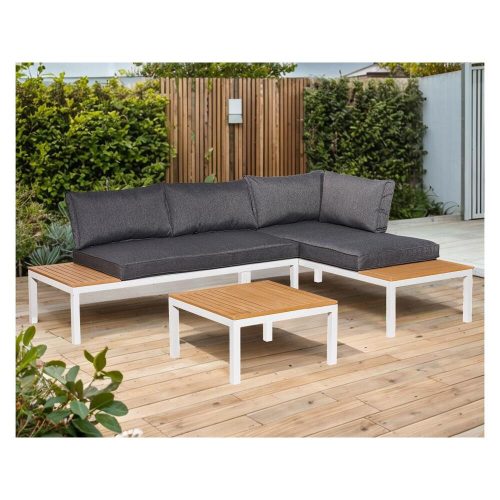 Aluminum garden sofa Vento with white frame and gray cushions