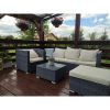 Amaro sofa set 4-piece gray rattan with ecru cushions