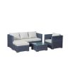 Amaro sofa set 4-piece gray rattan with ecru cushions