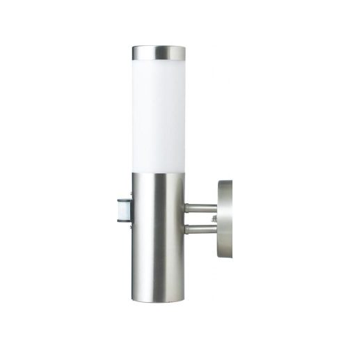 Stainless steel wall lamp with motion sensor, E27 socket, 1 pc.