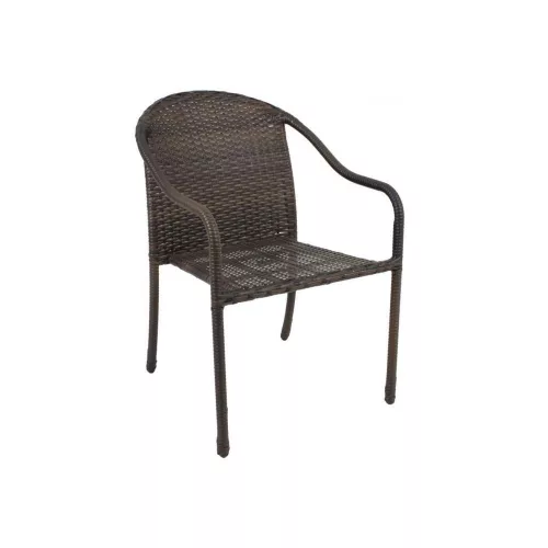 NARVA stackable armchair - steel frame, coffee-colored plastic wicker