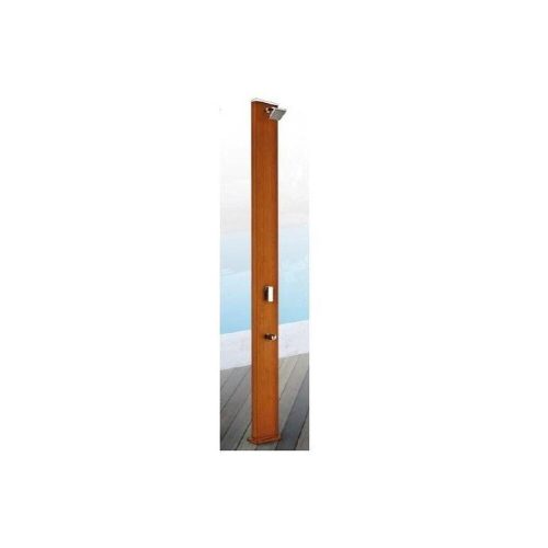 Solar shower aluminum, with foot wash basin, wood pattern, 28L