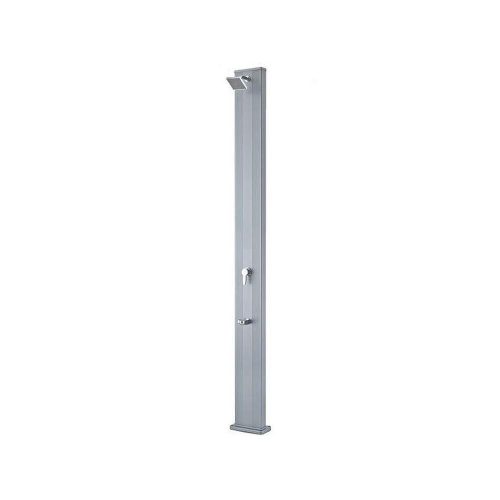 Solar shower aluminum, with foot wash basin silver 28L