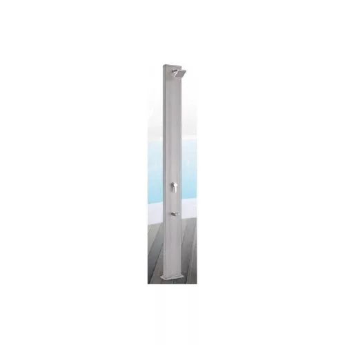 Solar shower aluminum, with foot wash basin silver 28L