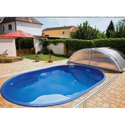 Olymp coral glass composite pool 4.5 x 3.0 x 1.2 meters in Tropical blue color in standard design