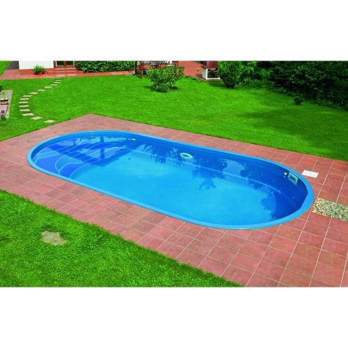 Ikaros coral glass composite pool 6.0 x 3.0 x 1.4 meters in Grey Rock color in standard design