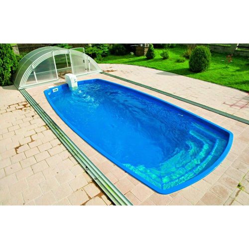 Orion coral glass composite pool 7.5 x 3.5 x 1.5 meters in Atlantic Blue color in standard design