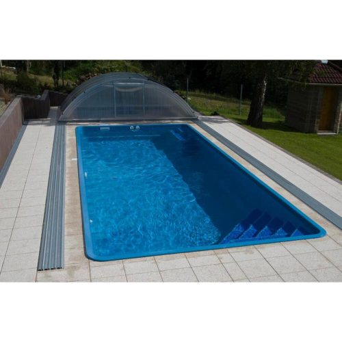 Gemini coral glass composite pool 8.2 x 3.5 x 1.5 meters in Tropical blue color standard design