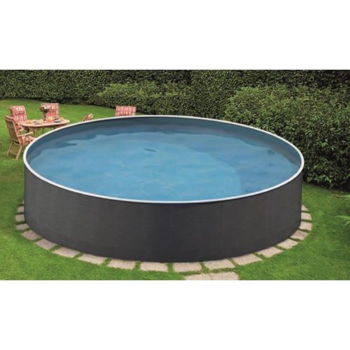 Azuro Rattan 4.6 m diameter 1.2 m deep pool with Lagoon blue liner, skimmer design