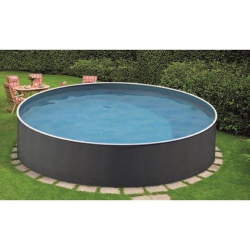 Azuro Rattan 3.6 m diameter 1.2 m deep pool with Lagoon blue liner and skimmer design