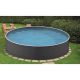 Azuro Rattan 3.6 m diameter 1.2 m deep pool with Lagoon blue liner and skimmer design