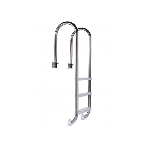 Slim 3-step built-in stainless steel ladder for 1.1-1.2 m deep in-ground pools, with plastic steps