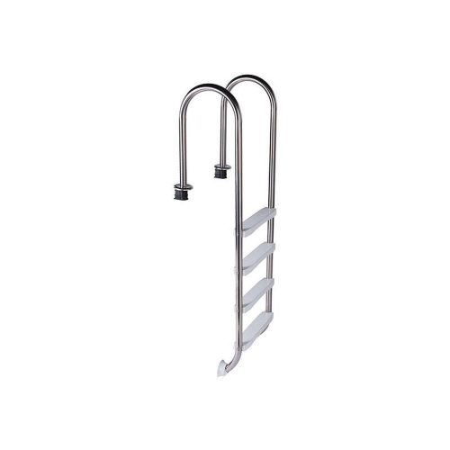 Slim 4-step built-in stainless steel ladder for 1.3-1.5 m deep in-ground pools, with plastic steps