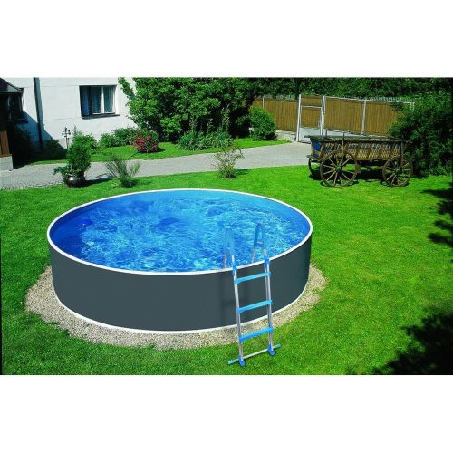 Azuro 3.6 x 0.9 m round graphite pool with blue liner without filter and skimmer