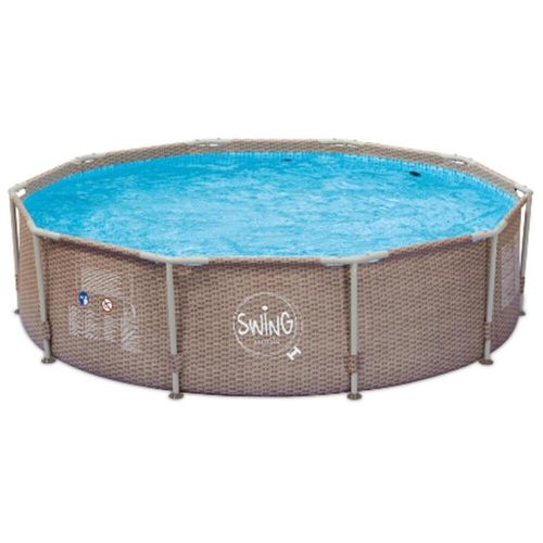Swing metal frame pool 3.66 * 91 cm gray wicker effect