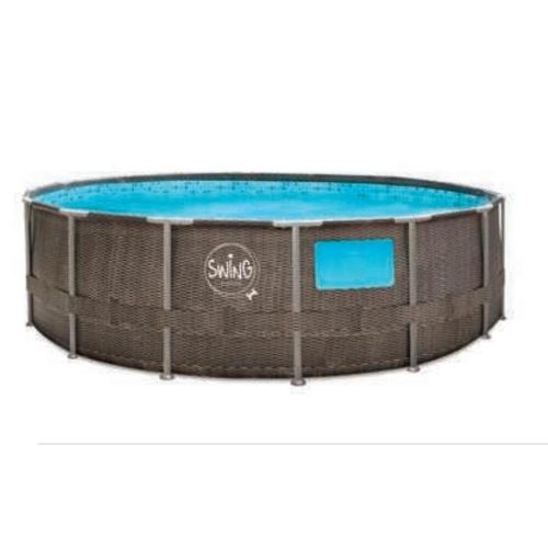 Swing Elite wicker-effect double Rattan metal frame window pool 4.88 x 1.22 meters