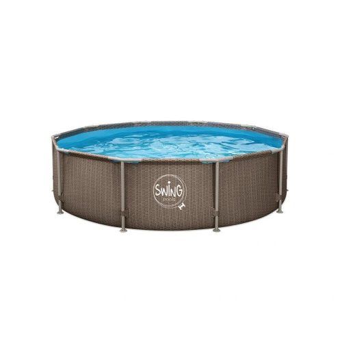 Swing metal frame pool 3.05*76 cm brown wicker effect