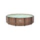 Swing metal frame pool 3.05*91 cm with teak wicker effect black skimmer