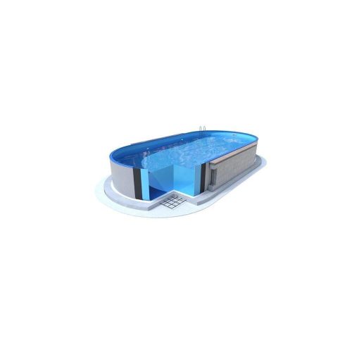 Ibiza oval 3.50 x 7.00 x 1.50 m - gray, wall thickness 0.75 mm, pre-cutouts for skimmer and inlets, bottom and top s