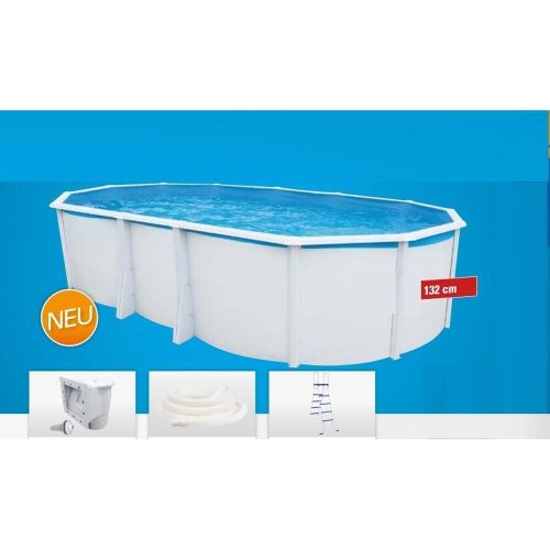 Highline steel wall pool set, oval, 730 x 366 x 132 cm, skimmer, ladder (without water turner)