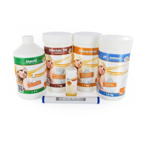 Starter chemical set in 200 gr tablets with chlorine in 1 kg packaging
