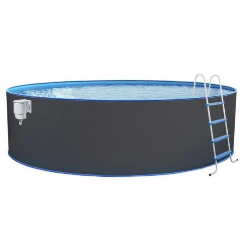 Metal frame pool set NUOVO, O 550 x 120 cm, gray steel wall 0.4 mm, foil 0.4 mm, skimmer, ladder