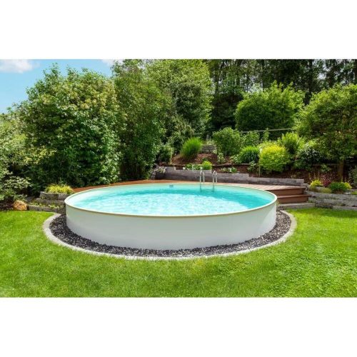 Metal frame pool set Styriapool, O 400 x 120 cm, steel wall 0.6 mm, foil 0.8 mm sand color