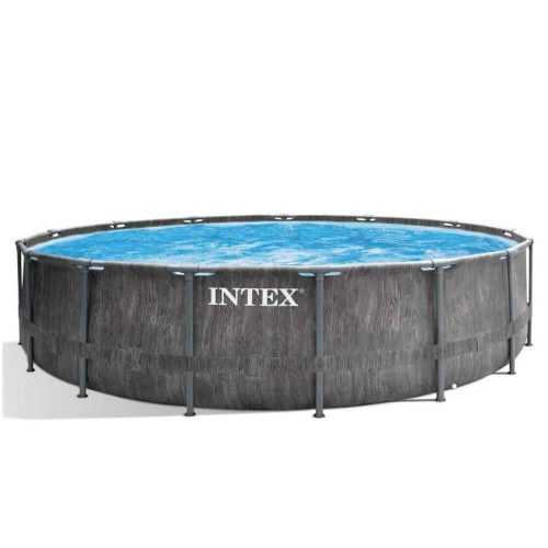 Intex Premium Frame Pool Set Prism Greywood Round Pool 457*1.22 with ladder, filter, cover