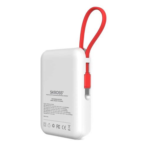 SKROSS RELOAD10 Travel / travel ready 10,000 mAh POWERBANK+ USB-C cable, charged