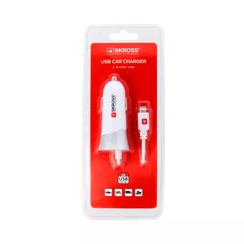 SKROSS USB charger, car, cigarette lighter (microUSB, USB-A)