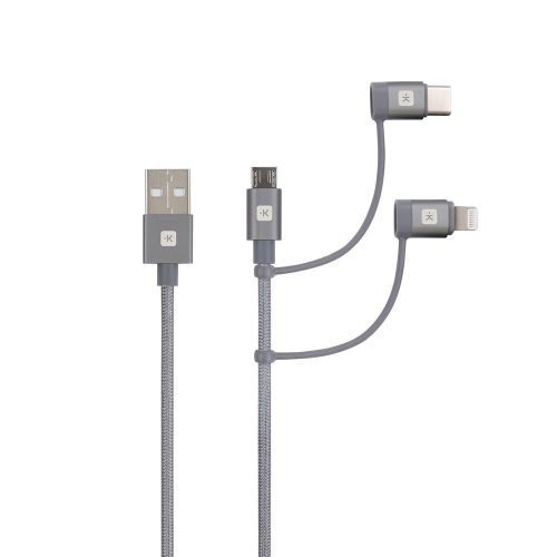 SKROSS Steel Line USB cable, charger, sync (microUSB, USB-C, lightning) 1.2m