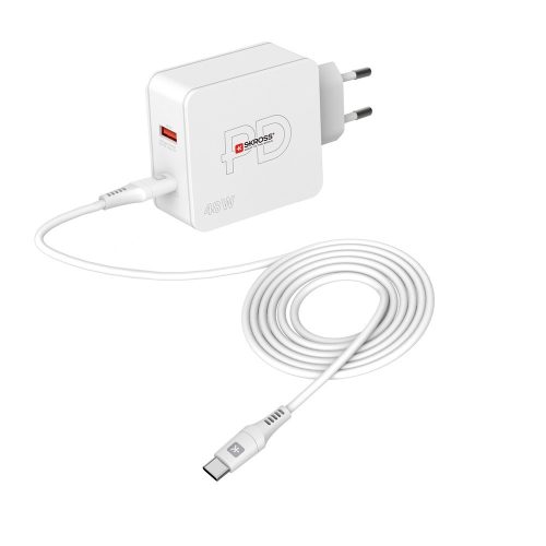 SKROSS USB fast charger (USB-C, USB-A) 48W, PD + USB-C - USB-C cable