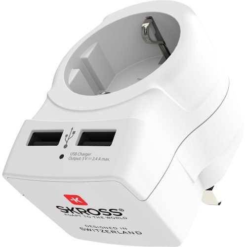 SKROSS converter, travel, 2xUSB-A, EU - UK