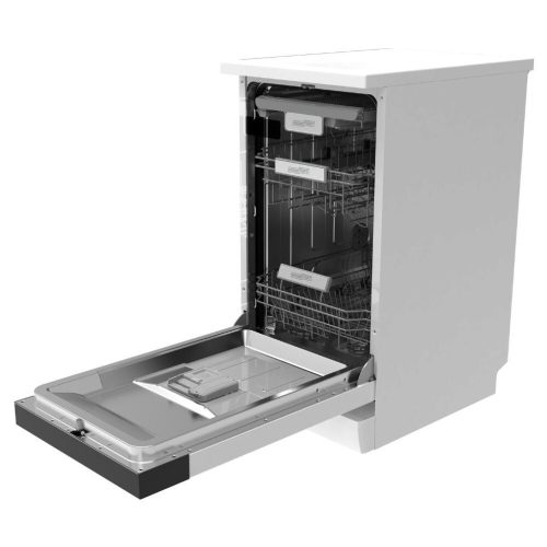 10 place settings, 8 L consumption, 7 programs, 47 dB noise level, E energy class, Upper cutlery tray, 45 cm, Digital display, white