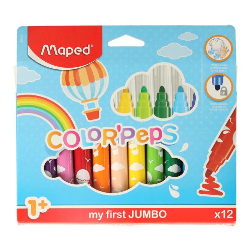 Jumbo colored hinged box markers 12pcs