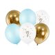 Birthday balloons pastel light blue white gold blue 30cm 6 pcs