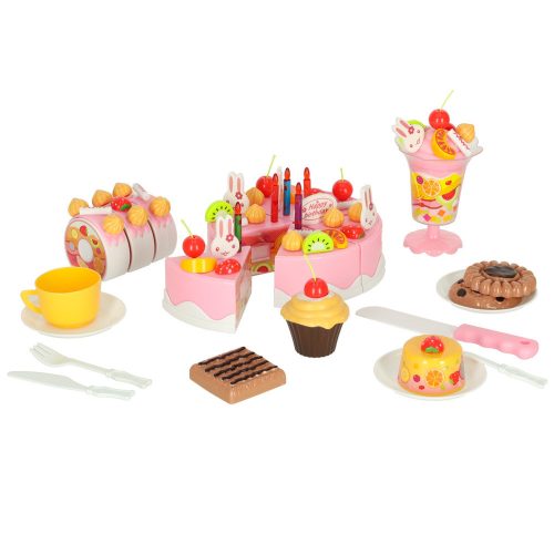 Birthday cake cutting kitchen 75 pcs. pink