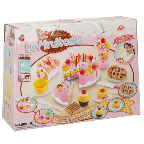 Birthday cake cutting kitchen 75 pcs. pink