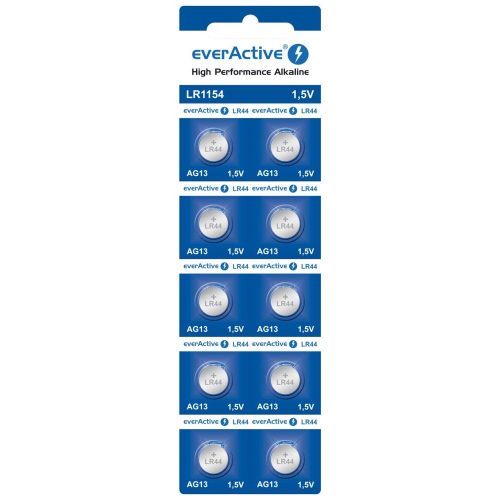 Elem everActive alkáli G13 LR44 LR1154 bliszteres csomagolásban 10 db.