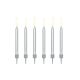Birthday cake candles plain silver 6cm 6 pcs