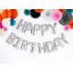 Foil balloon birthday decoration Happy Birthday silver 340cm x 35cm