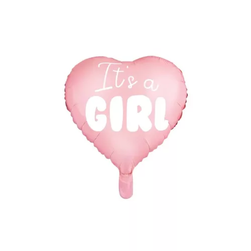 "It's a girl" foil balloon baby shower heart pink 48cm