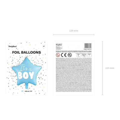 "It's a boy" foil balloon for baby shower star blue 48cm