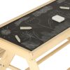 Garden table with a chalkboard top and two benches for children