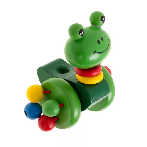Push and pull along toy wooden frog