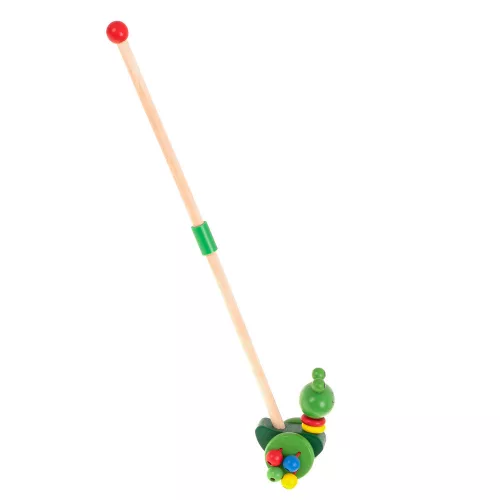 Push and pull along toy wooden frog