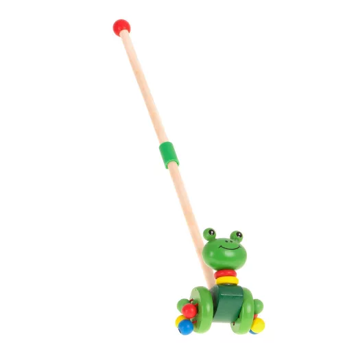 Push and pull along toy wooden frog