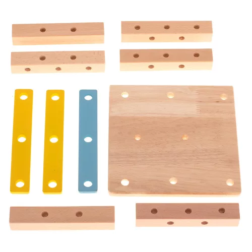 Workshop chair educational wooden block building set 49 pieces.